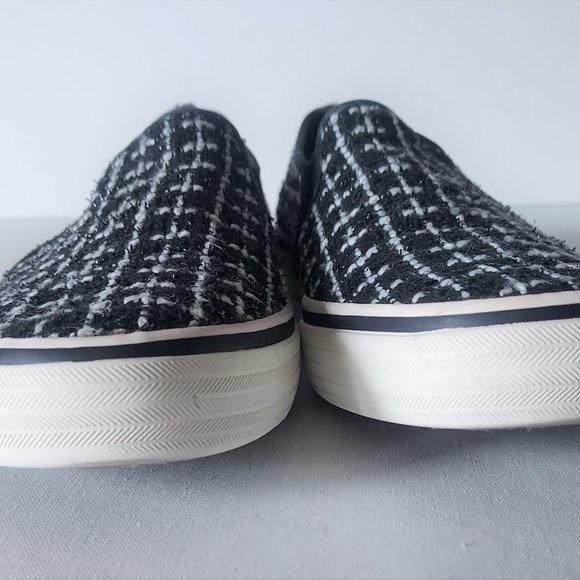 Keds Double Decker Tweed Slip-On Fashion Sneaker Metallic Black Women US8.5 - Picture 10 of 13